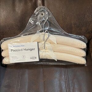 The Container Store Natural Cream Padded Velvet Hangers (Set of 3)